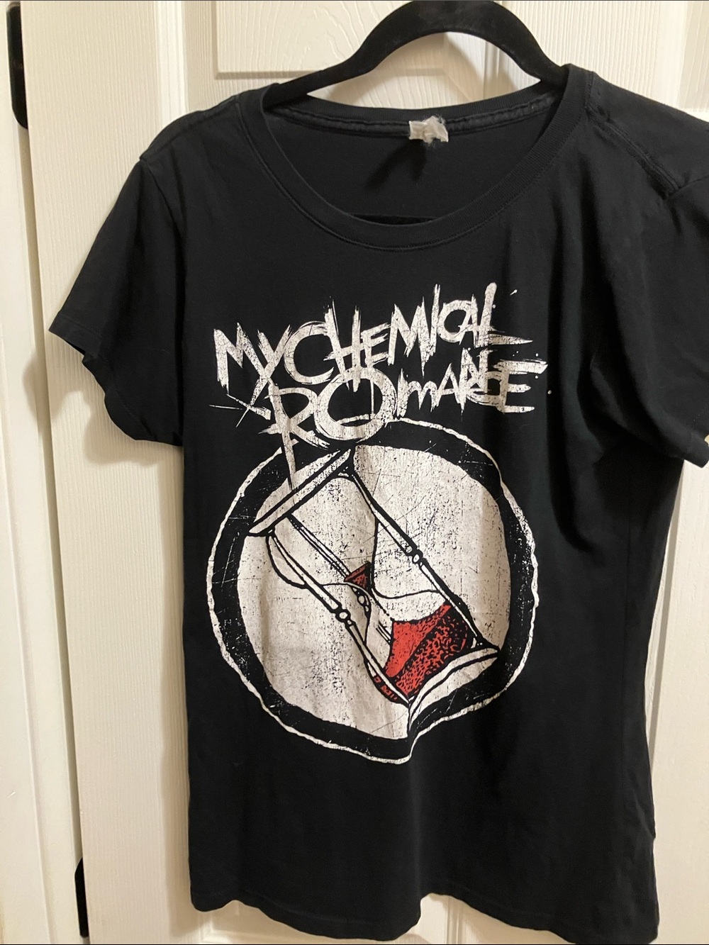 Black Graphic Tee with Red Accent